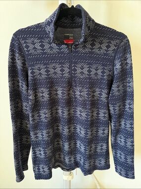 Icebreaker womens Navy white Merino quarter Zip Sweater, size L